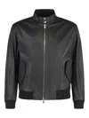 Hugo Boss Stylish Leather Outerwear High Collar In Black