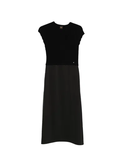 Hugo Boss Ribbed Dress In Black