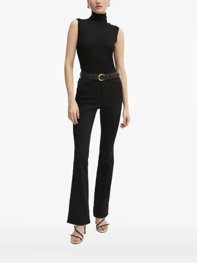Hugo Boss Ribbed High-neck Sleeveless Top In Black