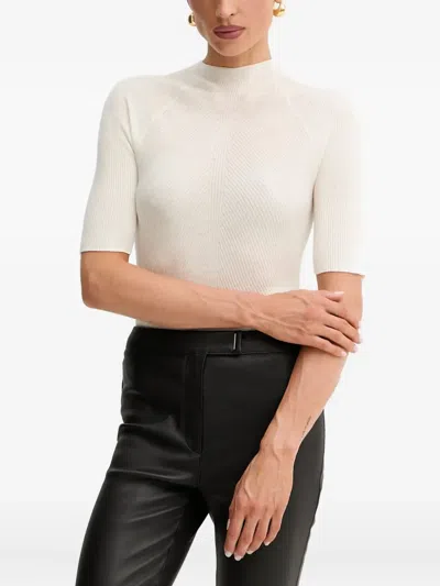 Hugo Boss Ribbed High-neck T-shirt In White