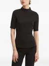 Hugo Boss Ribbed High-neck Top In Black
