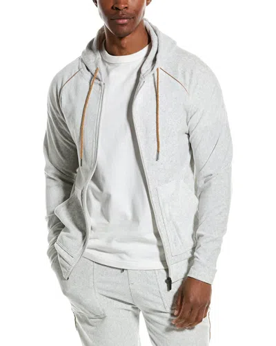 Hugo Boss Ribbed Hooded Jacket In White