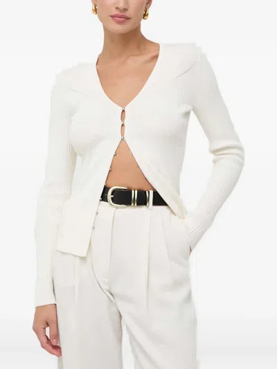 Hugo Boss Ribbed-knit Cardigan In White