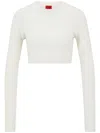 Hugo Boss Ribbed-knit Cropped Top In White