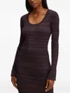 Hugo Boss Ribbed-knit Midi Dress In Purple