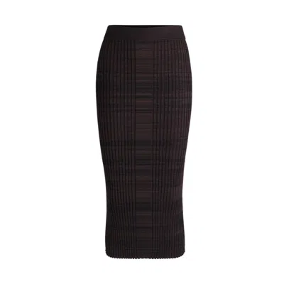 Hugo Boss Ribbed-knit Midi Skirt In Moulin Yarns In Multi