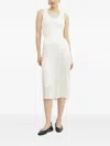 Hugo Boss Ribbed-knit Pleated Midi Dress In White