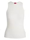 Hugo Boss Slim-fit Sleeveless Top With Irregular Ribbed Structure In White