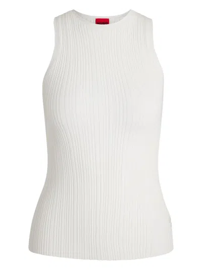 Hugo Boss Slim-fit Sleeveless Top With Irregular Ribbed Structure In White