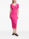 Hugo Boss Ribbed-knit V-neck Midi Dress