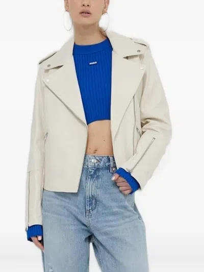Hugo Boss Ribbed Logo-patch Sweater In White