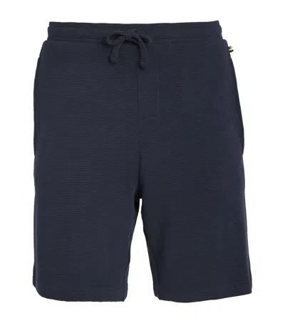 Hugo Boss Ribbed Lounge Shorts In Blue