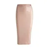 Hugo Boss Ribbed Midi Skirt With Transparent Sequins In Slim Fit In Brown