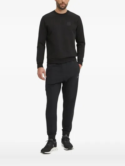 HUGO BOSS RIBBED-PANEL LOGO SWEATSHIRT