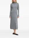 Hugo Boss Ribbed Roll-neck Midi Dress In Gray