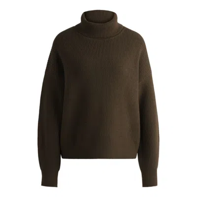 HUGO BOSS RIBBED ROLLNECK SWEATER IN WOOL