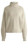 Hugo Boss Ribbed Rollneck Sweater In Wool In Patterned