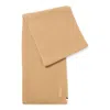Hugo Boss Ribbed Scarf In A Cotton Blend With Logo Details In Beige