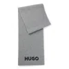 Hugo Boss Ribbed Scarf In Wool With Embroidered Logo In Grey