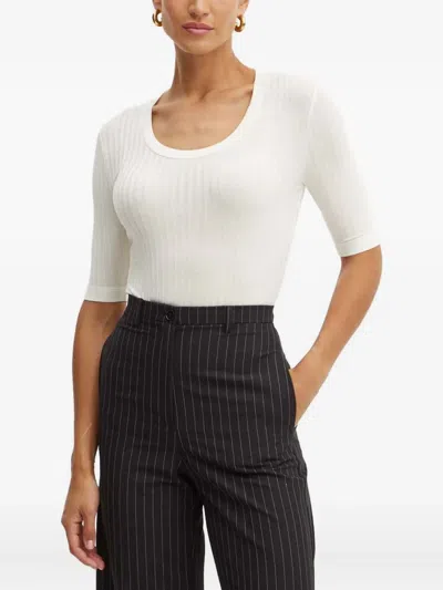 HUGO BOSS RIBBED SCOOP-NECK T-SHIRT