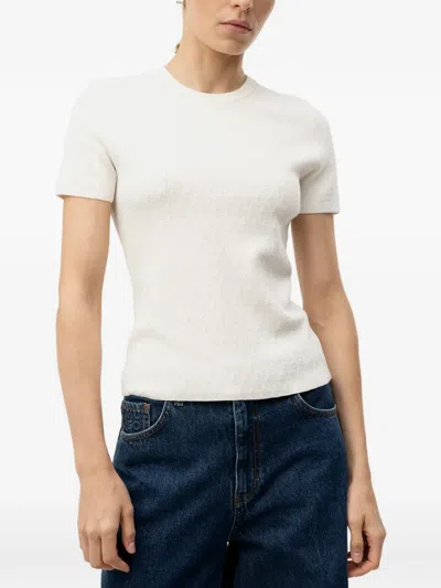 Hugo Boss Ribbed Short-sleeve Sweater In White