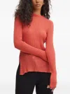 Hugo Boss Ribbed Side-split Sweater In Orange