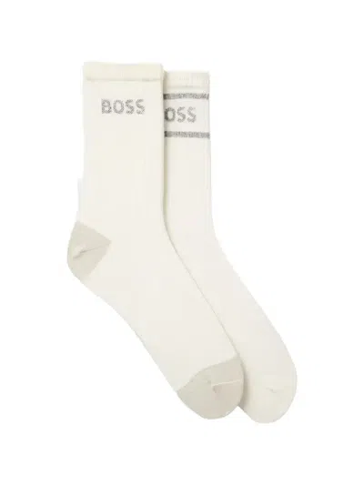 Hugo Boss Ribbed Socks (set Of Two) In White