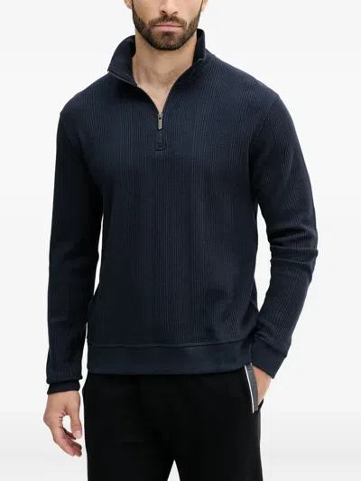 Hugo Boss Ribbed Sweater In Blue