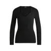 Hugo Boss Ribbed Sweater With Sequin Embellishments In Black