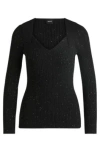 Hugo Boss Ribbed Sweater With Sequin Embellishments In Black