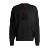 Hugo Boss Ribbed Sweatshirt With Stacked Smoke Logo Print In Black