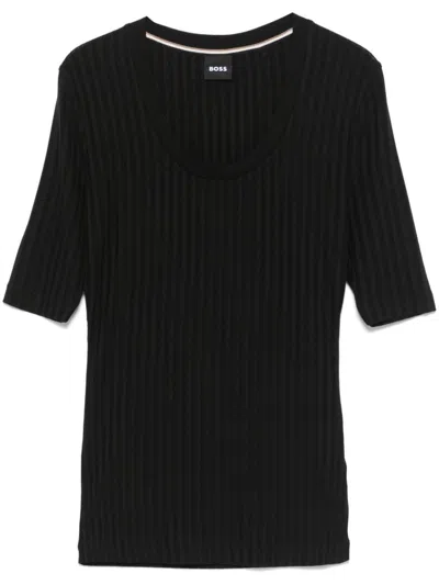 Hugo Boss Ribbed T-shirt In Schwarz