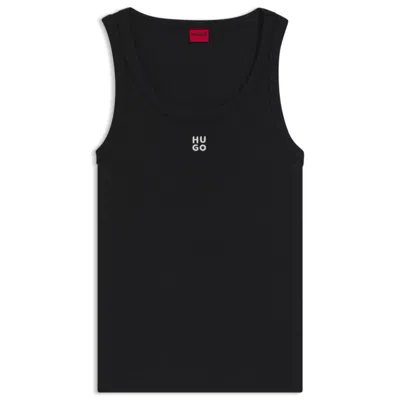 Hugo Boss Ribbed Tank Top With Embroidered Stacked Logo In Multi