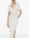 Hugo Boss Ribbed Tie Midi Dress In White