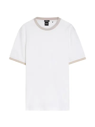 Hugo Boss Ribbed Trim T-shirt In White