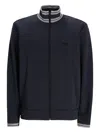 Hugo Boss Ribbed-trim Zip-fastening Sweater In Blue