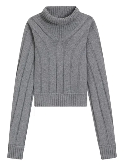Hugo Boss Ribbed Turtleneck Sweater In Gray