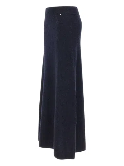 Hugo Boss Ribbed-waistband Straight Skirt In Blue