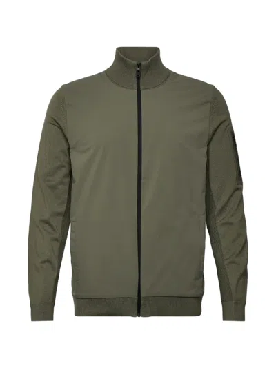 Hugo Boss Ribbed Zip Jacket In Gray