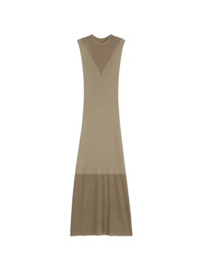 Hugo Boss Ribbed-knit Sleeveless Dress In Green
