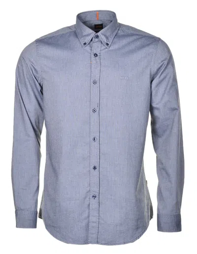 Hugo Boss Rickert Long Sleeve Oxford Shirt Navy In Blue