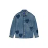 Hugo Boss Rigid-denim Shirt With Printed Hearts In Blue