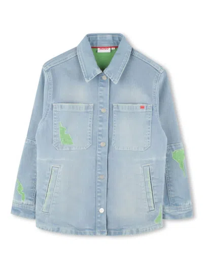 Hugo Boss Kids' Ripped-detailing Denim Shirt In Blue