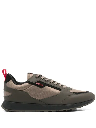 Hugo Boss Ripstop-panelling Sneakers In Green