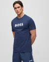 Hugo Boss Rn Mens Relaxed Fit T-shirt With Contrast Logo In Blue