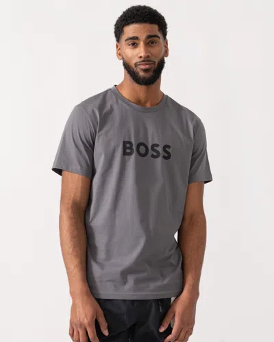 Hugo Boss Rn Relaxed Fit T-shirt With Contrast Logo In Gray