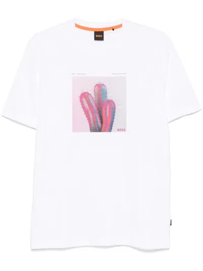 Hugo Boss Road Trip-print Cotton T-shirt In White