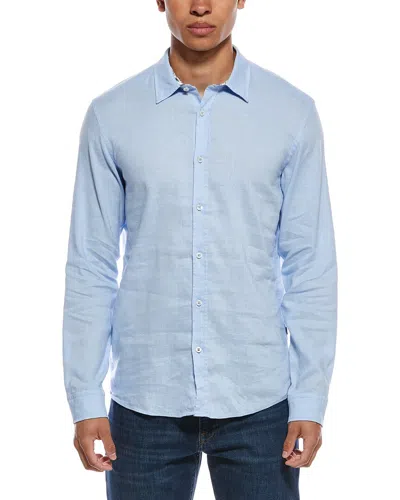 Hugo Boss Roan Kent Linen-blend Shirt In Blue