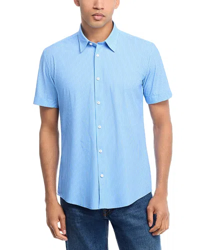 Hugo Boss Roan Slim Fit Printed Short Sleeve Shirt In Light Pastel Blue