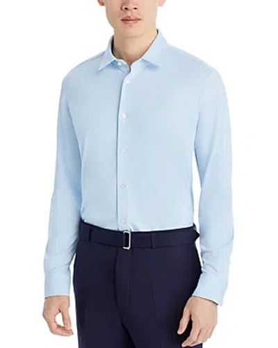 Hugo Boss Robbie Nylon Blend Textured Sharp Fit Button Down Shirt In Light Pastel Blue